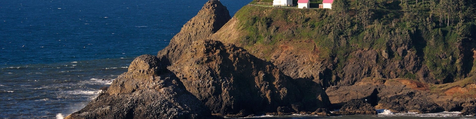 Florence which includes general coastal views, rugged coastline and a lighthouse