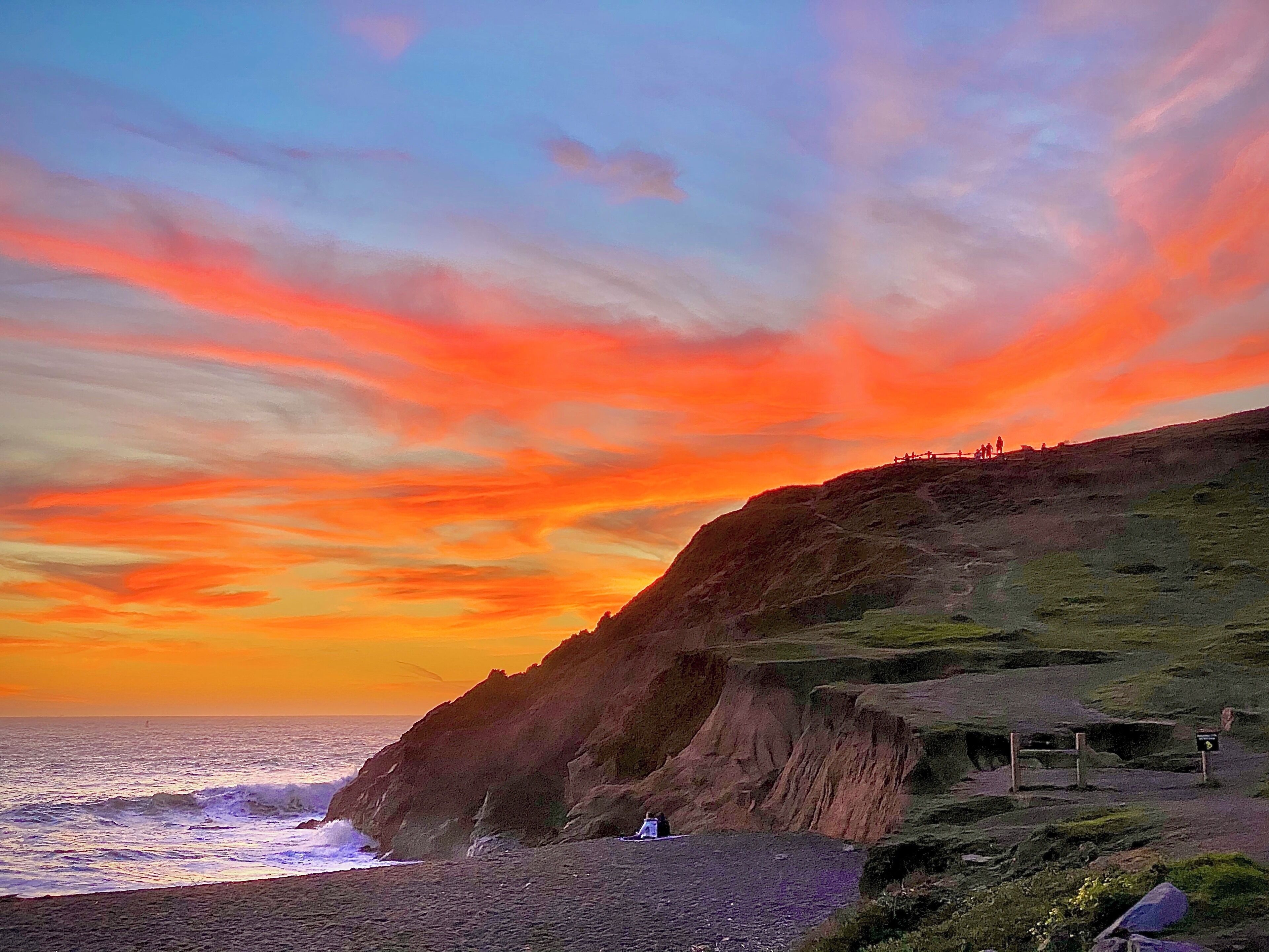 Watching the sunset at Rodeo Beach Taken from the Fort Cronkite Parking Lot.