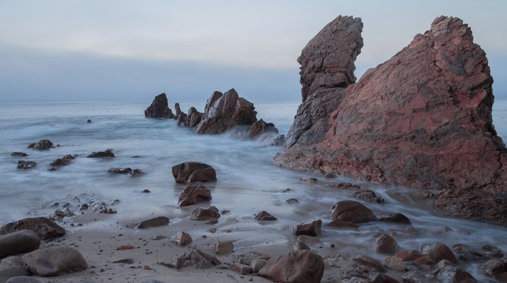 This beach is located in Corona Del Mar CA. Great little beach with some nice rock formations that make for great photos.