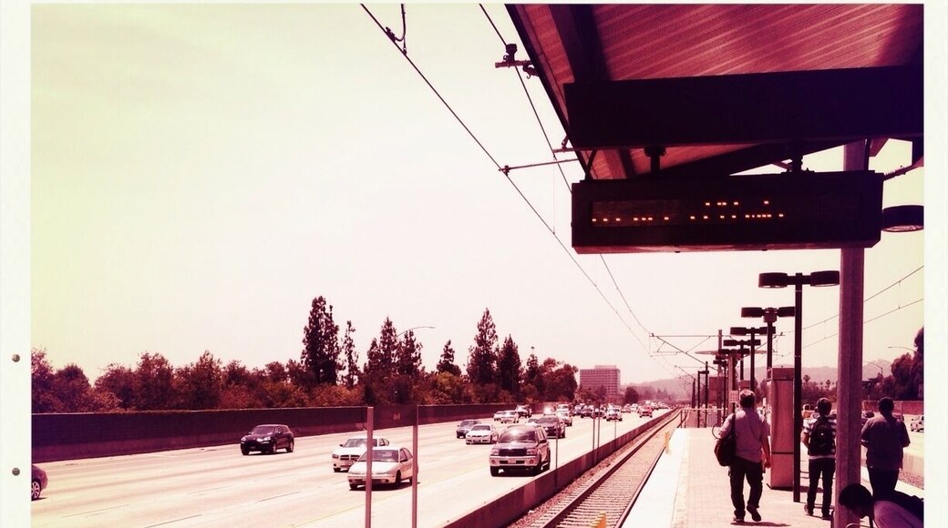 Kinda scary. This Metro stop in the middle of the freeway.