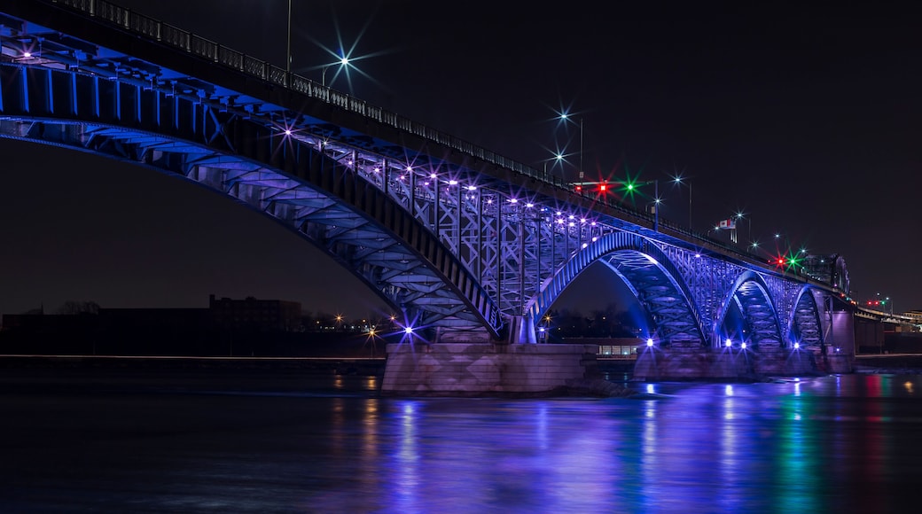 Peace Bridge Over Niagara River with Reflection