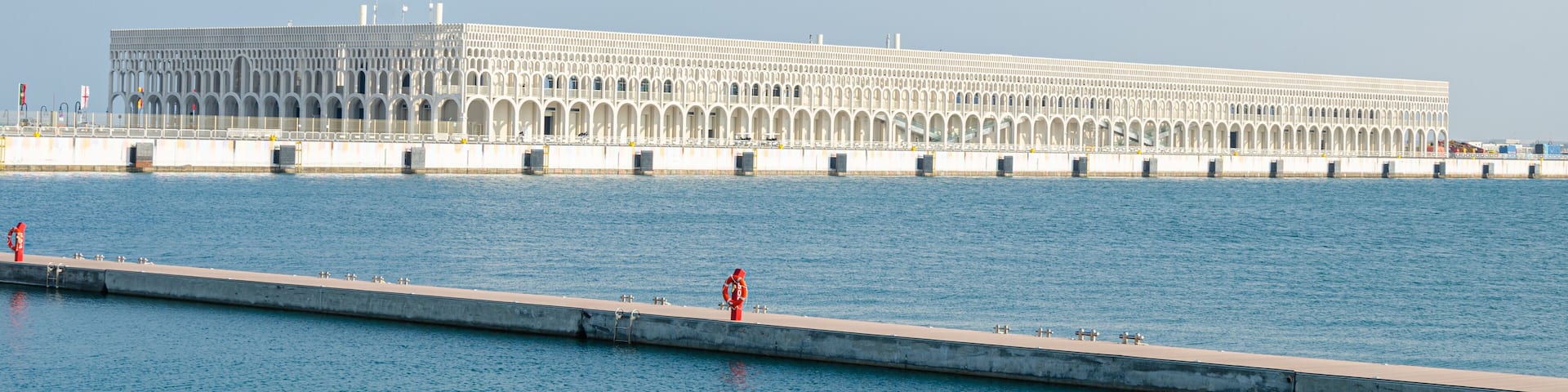 Externa view of cruise port terminal building at Doha, Qatar