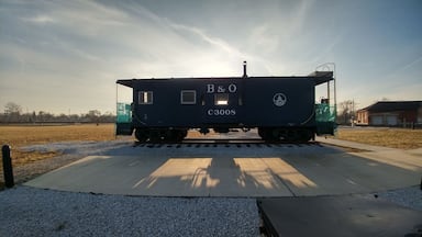 The B&O caboose on display at Fostoria's rail park.