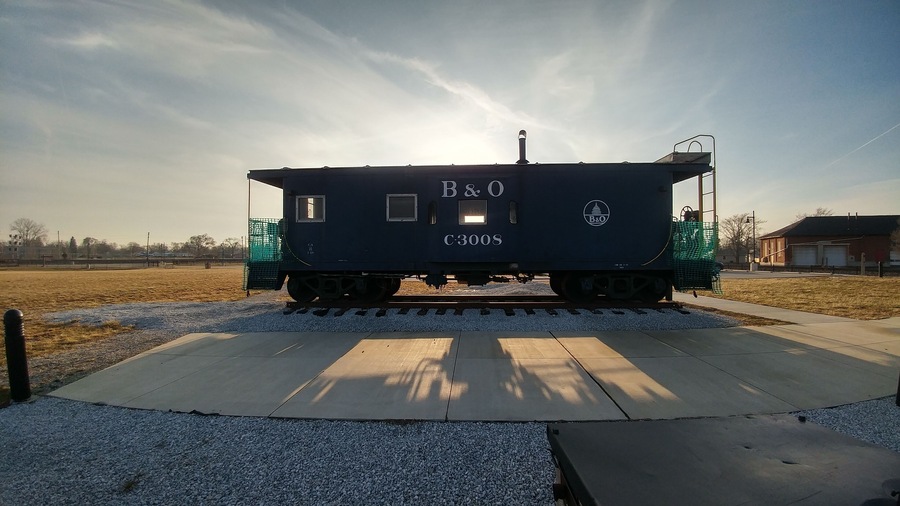 The B&O caboose on display at Fostoria's rail park.