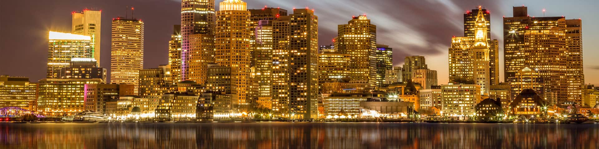 The skyline of Boston in Massachusetts, USA.