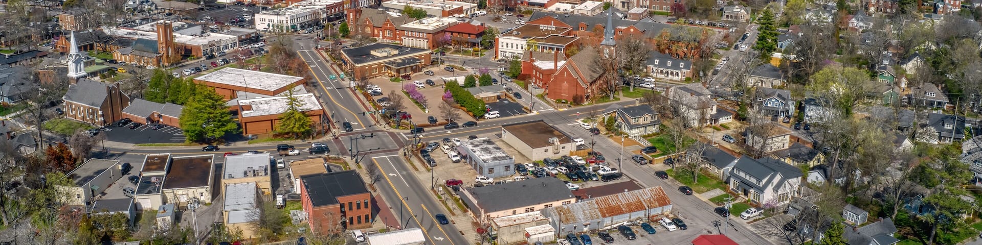Aerial View of Franklin, Tennessee during Spring