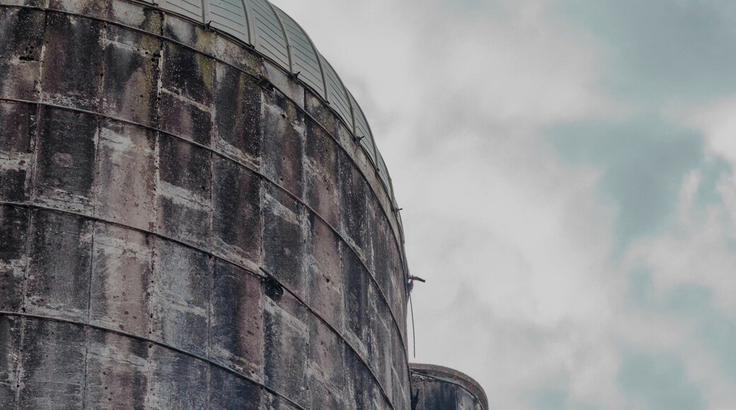 A silo near the small lake