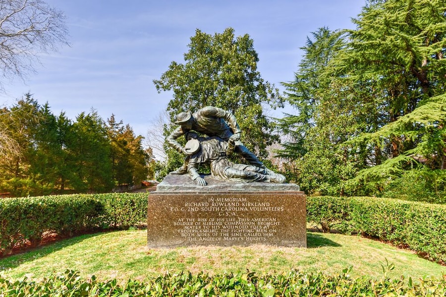 Monument to Richard Rowland Kirkland in Fredericksburg, Virginia. Known as The Angel of Marye's Heights.; Shutterstock ID 634323863; PO: SP-526; Order: Things to do/Virginia; Client: Local Expert; Oth