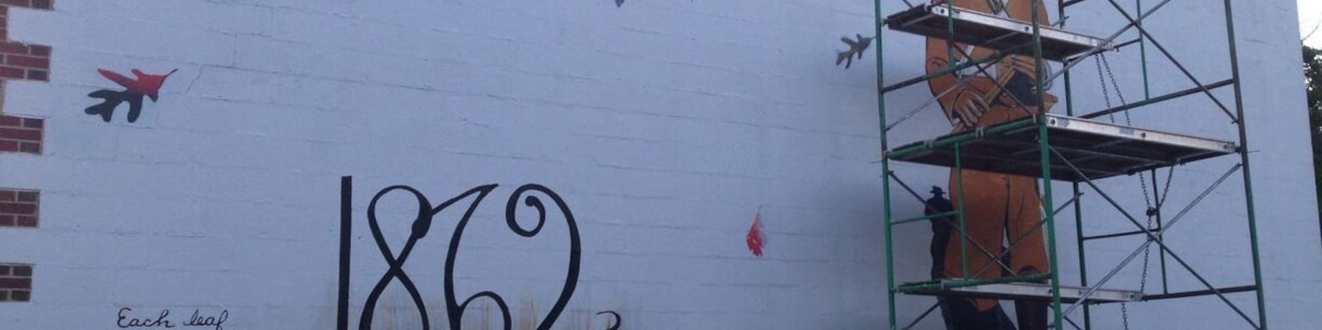 A mural in fredricksburg, va commentating the battle fought in the streets here in 1862. This area was home to some of the most intense fighting of the civil war, with many major battles being fought near here.