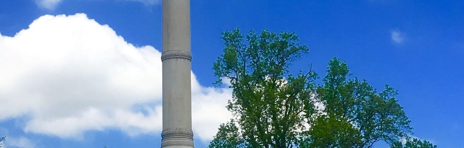 Battle of Monmouth Monument.
Cornerstone laid June 28, 1878 on the 100th anniversary of the Battle of Monmouth. Completed six years later in 1884. It's 94 feet high made of New England granite. One of the earliest & largest worlds by noted NY sculptor James E Kelly. Topped by Columbia Triumphant (Liberty with shield).