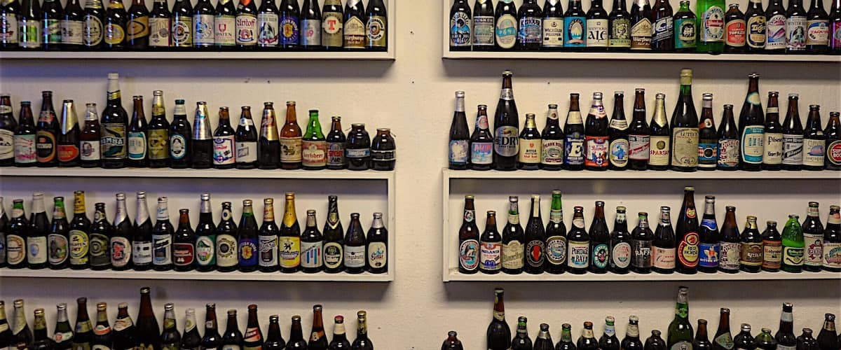 Wall of beer bottles - Mission Pizza and Pub - Fremont, CA