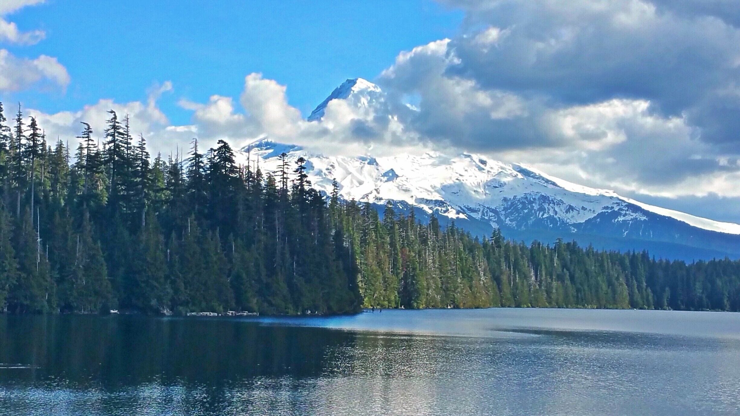Quiet place in late fall...lively, gentle hike around the lake with Mt. Hood to the East. 
