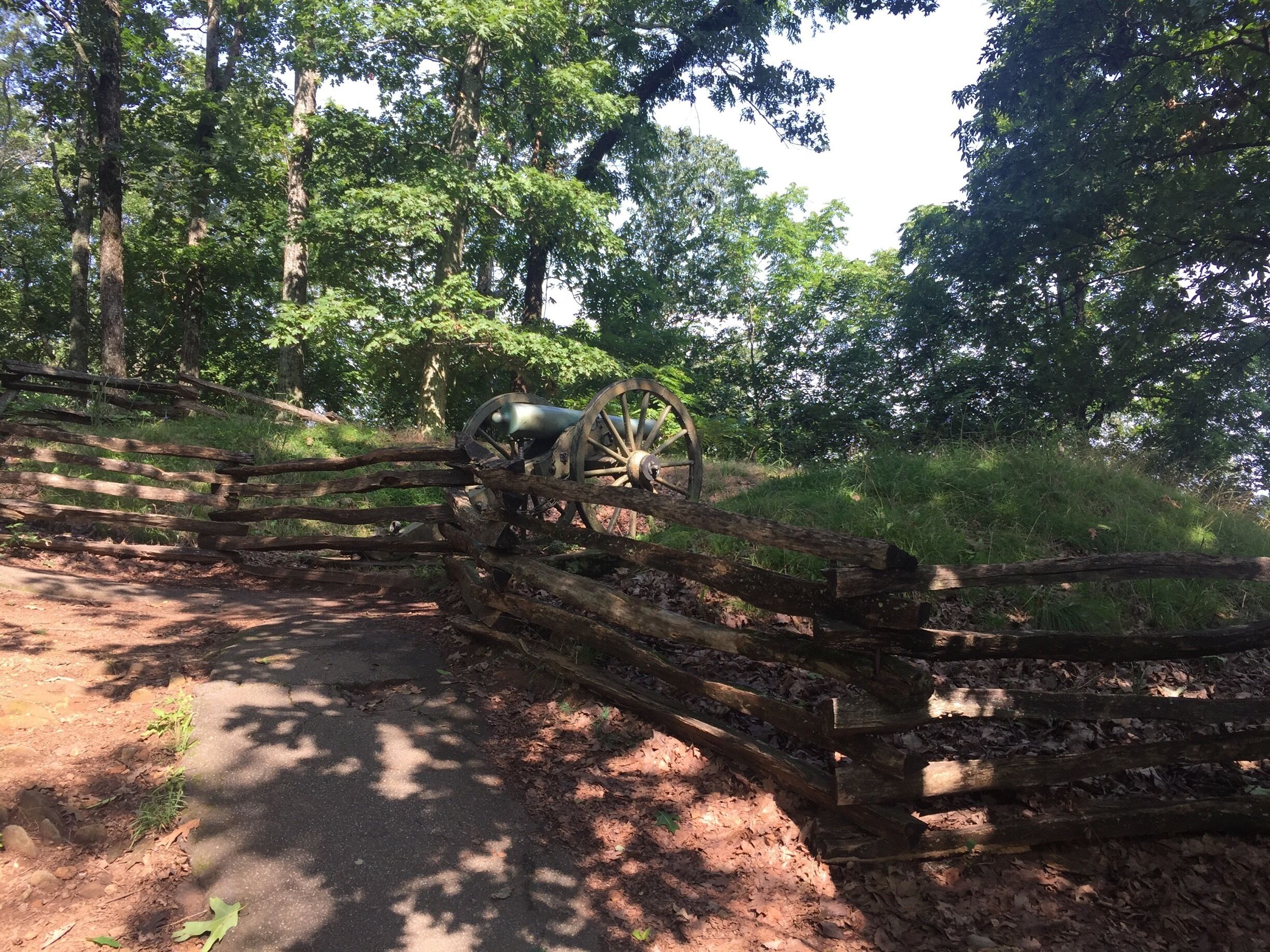 Imagine being in this very spot watching crews of Confederate cannon teams firing down upon the Union troops below! You will have many photos ops with the cannons as you hike down the many different dirt paths that are available. #AdventurePacked
