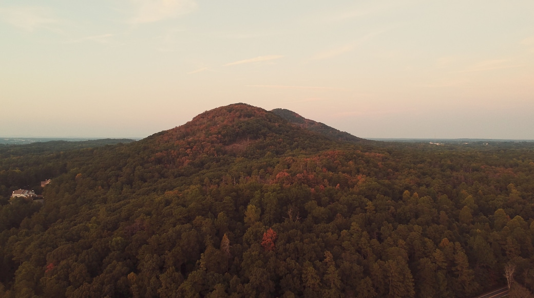 Drone shot of Kennesaw Mountain during sunset
