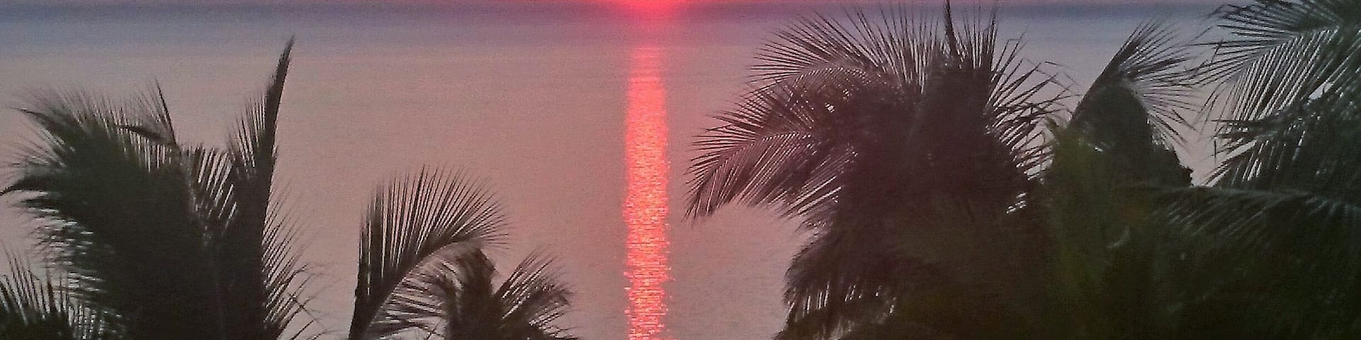 Dawn, at 5:40am this morning from the deck of the lower mango tree dorm at Safari Lodge. It was brilliantly red this morning.