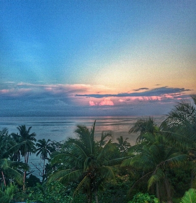 Taken facing east from the deck at the lower mango tree dorm at Safari. The sun sets on the other side of the island, but if you don't feel like walking over the reflection is pretty beautiful too.