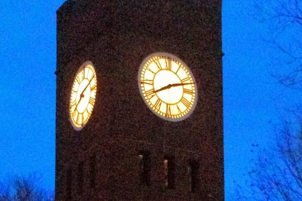 Clock Tower on Hudson Square. 8:12 PM