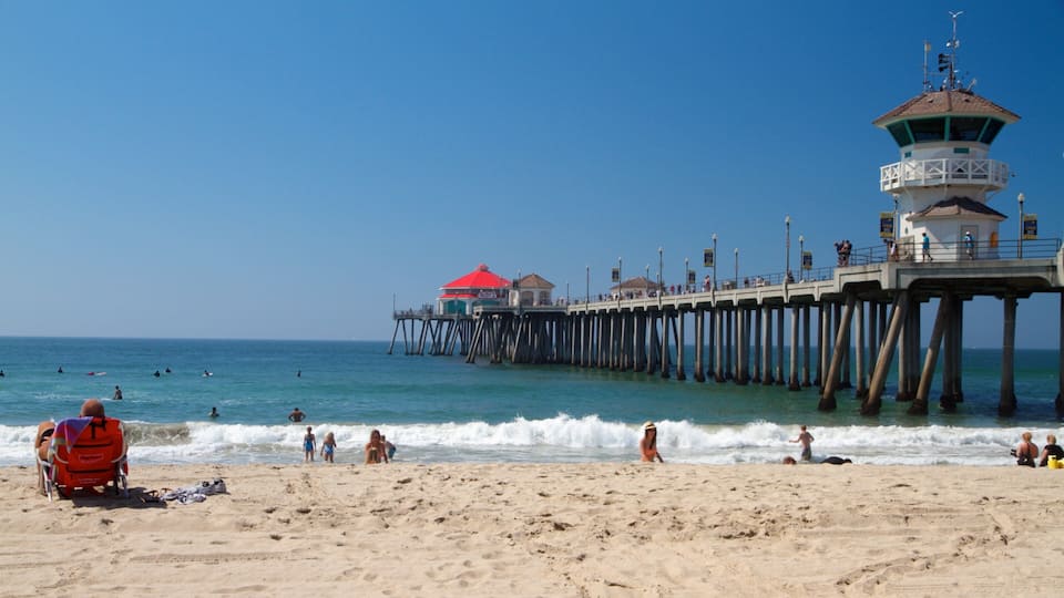 Huntington Beach which includes a marina, landscape views and a lighthouse