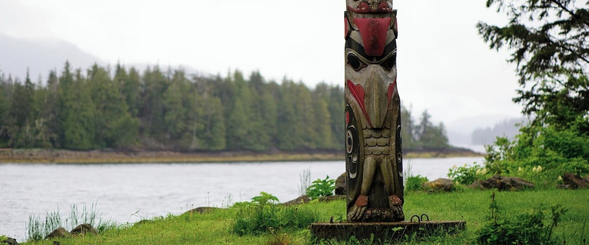We found this totem pole on a small island near Craig.