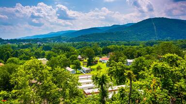 View of a trailer park and mountains near Keyser, West Virginia.