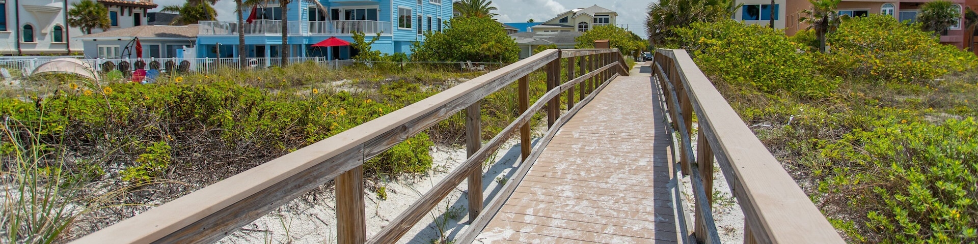 Redington Shores showing a bridge and a coastal town
