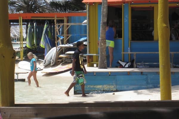 #TroverDetour - Half hour drive from the main town takes one to Lac Bay and the Lac Bay Resort. Windsurfing lessons in hip-deep, warm water, all ages enjoying the fresh breezes. Whole families are here, speaking languages from across the globe. What a cool place.