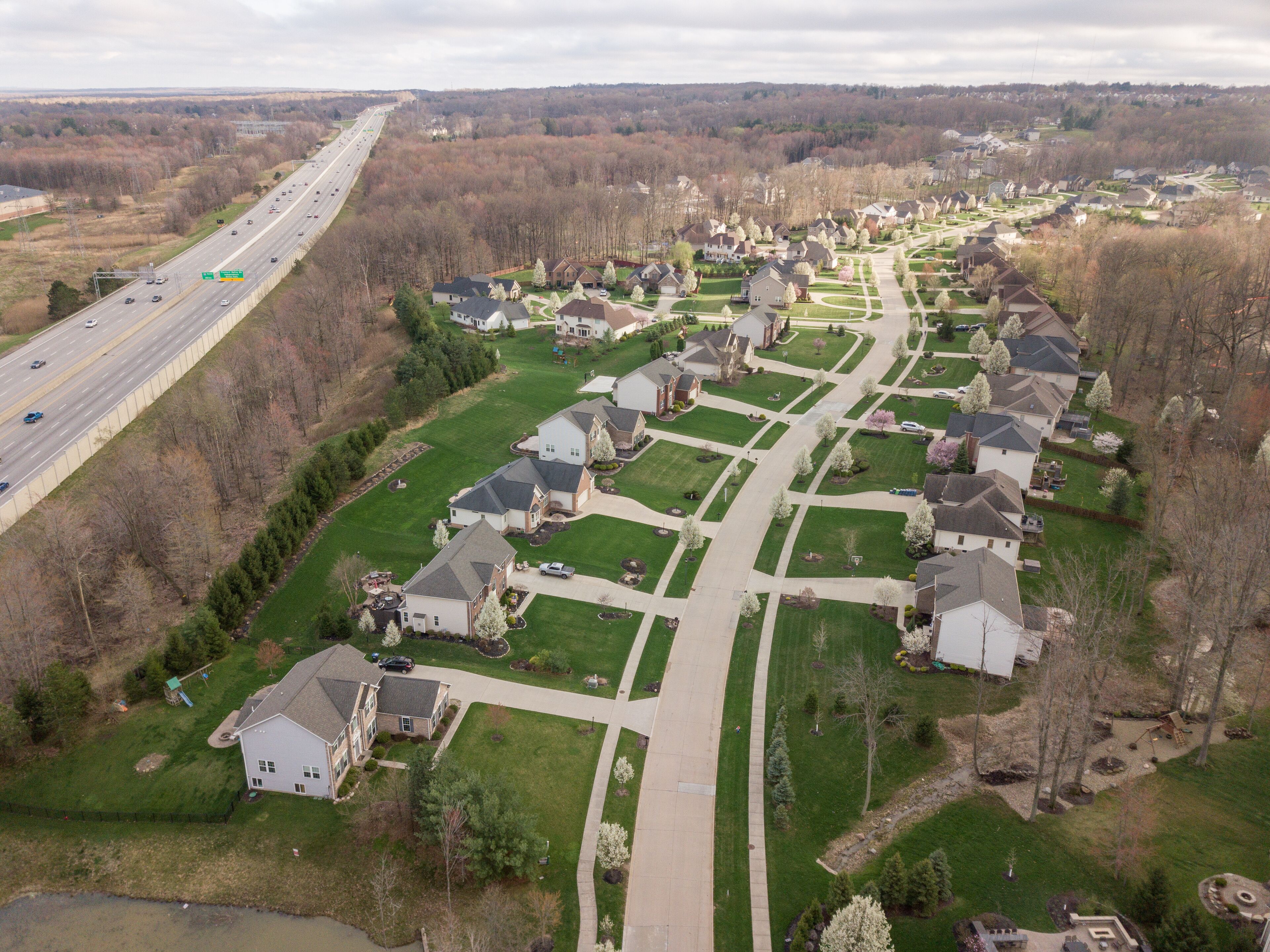 Independnce, Ohio Suburban view from above in early spring