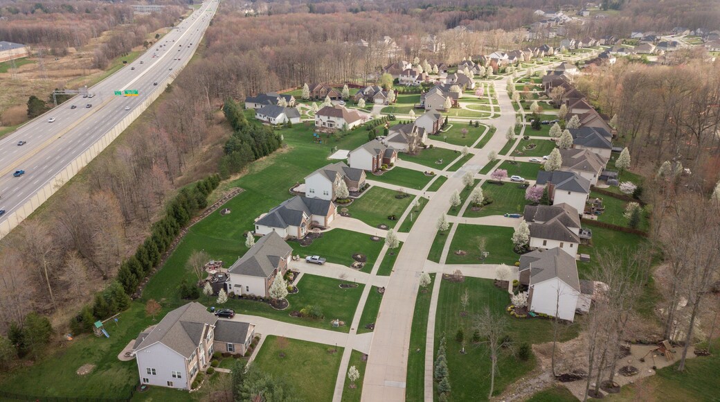 Independnce, Ohio Suburban view from above in early spring