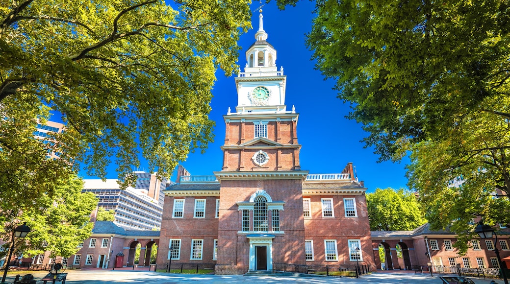 Philadelphia, Independence Hall historic landmark in Philadelphia view from Independence square