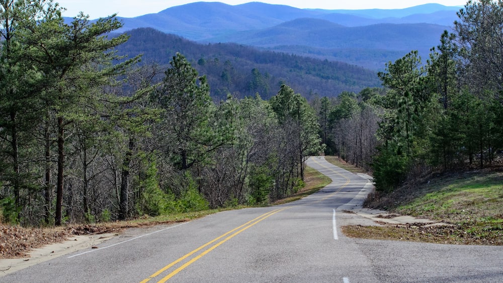 View of Cheaha Mountain from near the top of Chimney Peak, outside Jacksonville, Alabama, USA