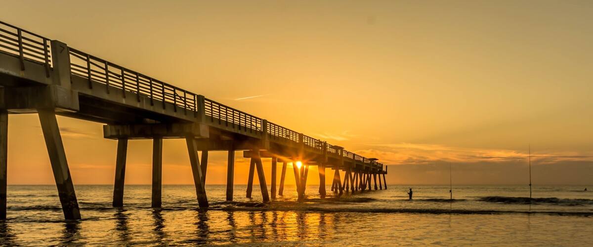 Jacksonville Beach fishing pier...best place to watch the sunrise in Jax and lot of people were fishing, surfing and taking photographs..
