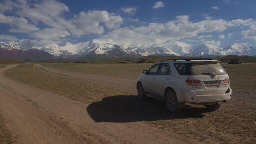 On the way to Lenin Peak Base Camp.
Lenin Peak is one of the highest peaks in the Pamir Range, 7.135m and is said to be the "easiest" 7000-peak.