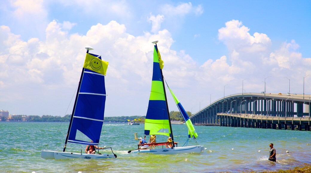 Key Biscayne which includes a marina, a bay or harbor and sailing