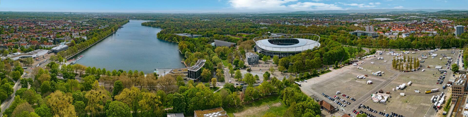 Aerial view of the Masch Lake in Hannover, Germany