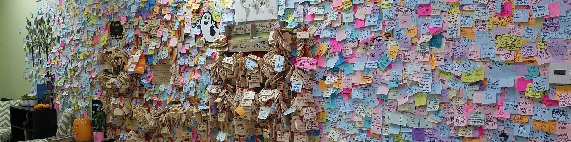 The Wishing Wall inside Ming's Bubble Tea.