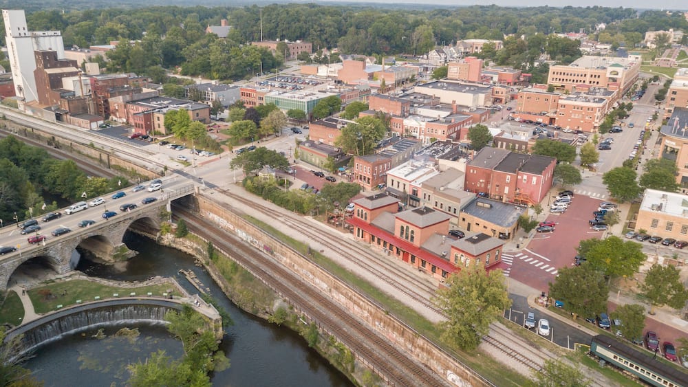 Kent Ohio, Aerial view of Kent & Kent State University