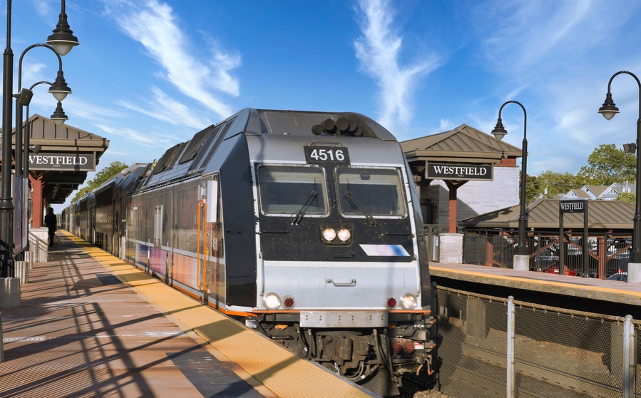 Passenger train at Station during the morning,