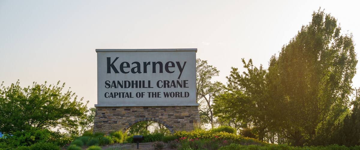 A sign for Kearney Sandhill Crane Capital of the World.