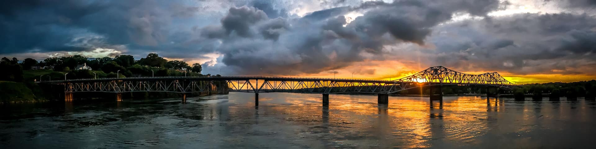 Sunset over the bridge on the Tennessee River in Florence