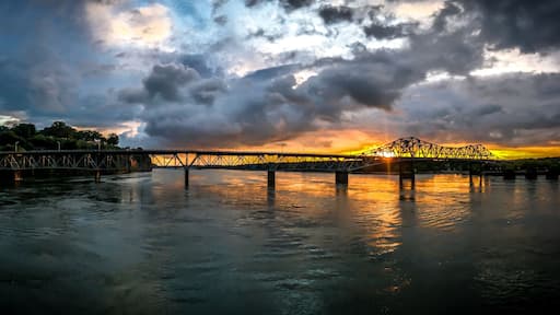 Sunset over the bridge on the Tennessee River in Florence