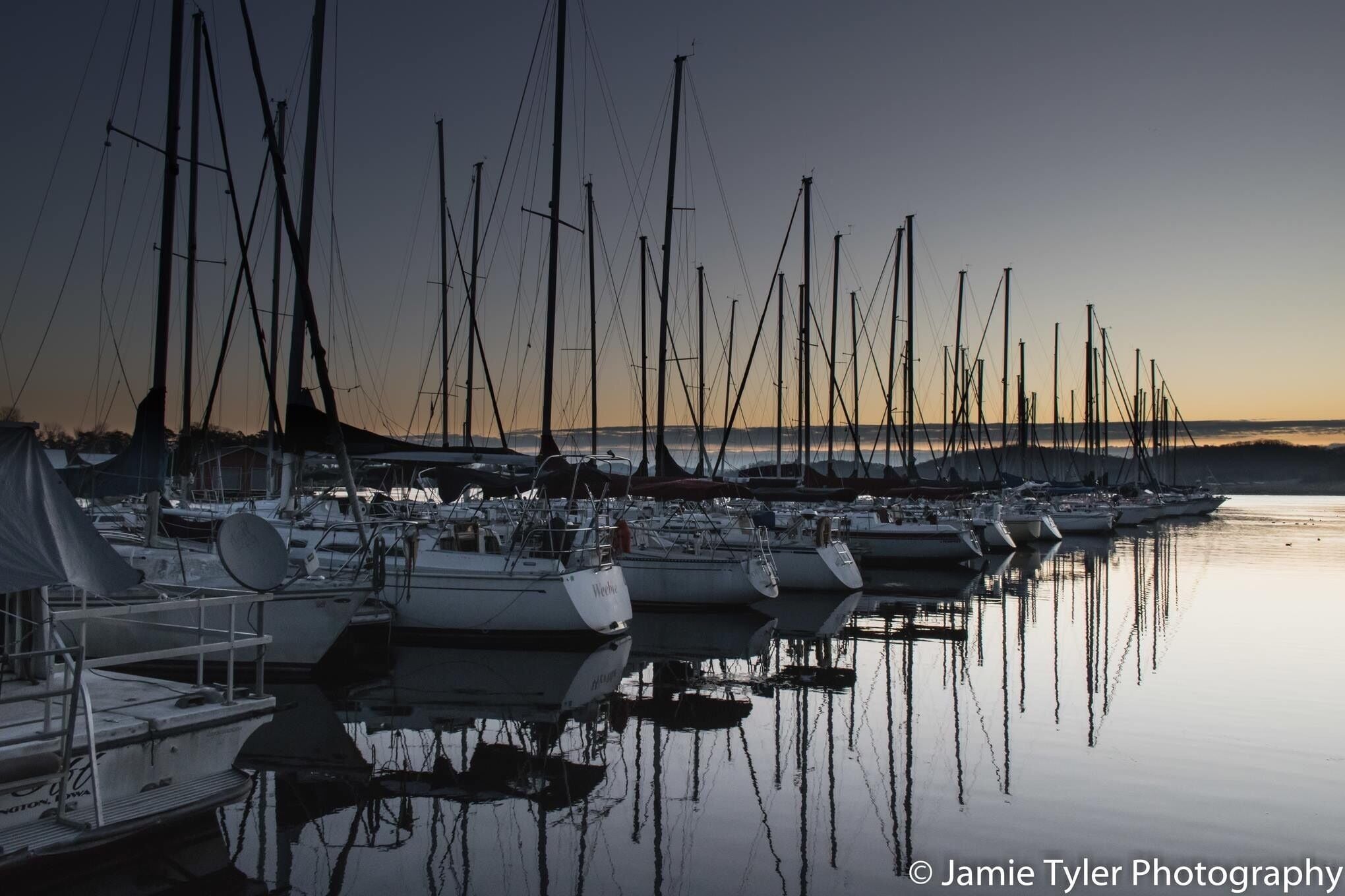 Sunrise over the Guntersville sailing club docks