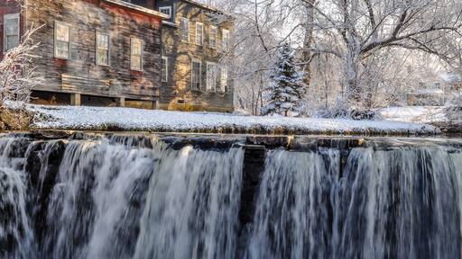Winter at the Falls Along Otter Creek in Brandon, Vermont