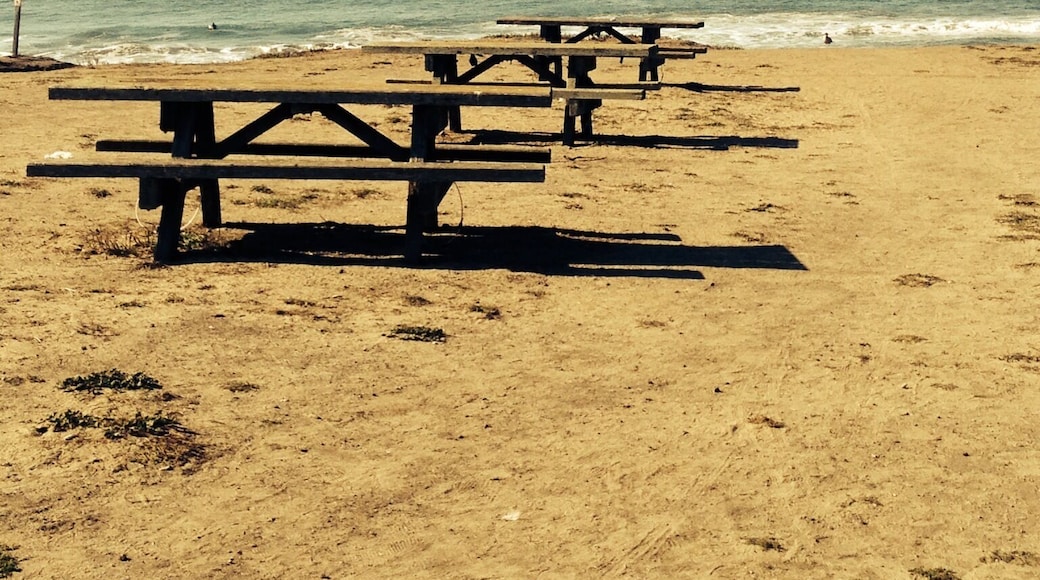 Half Moon Bay beach, California.
A perfect setting for a romantic day out with your partner. Sea, sun, sand and these benches to enjoy the bar-be-cue with beer.