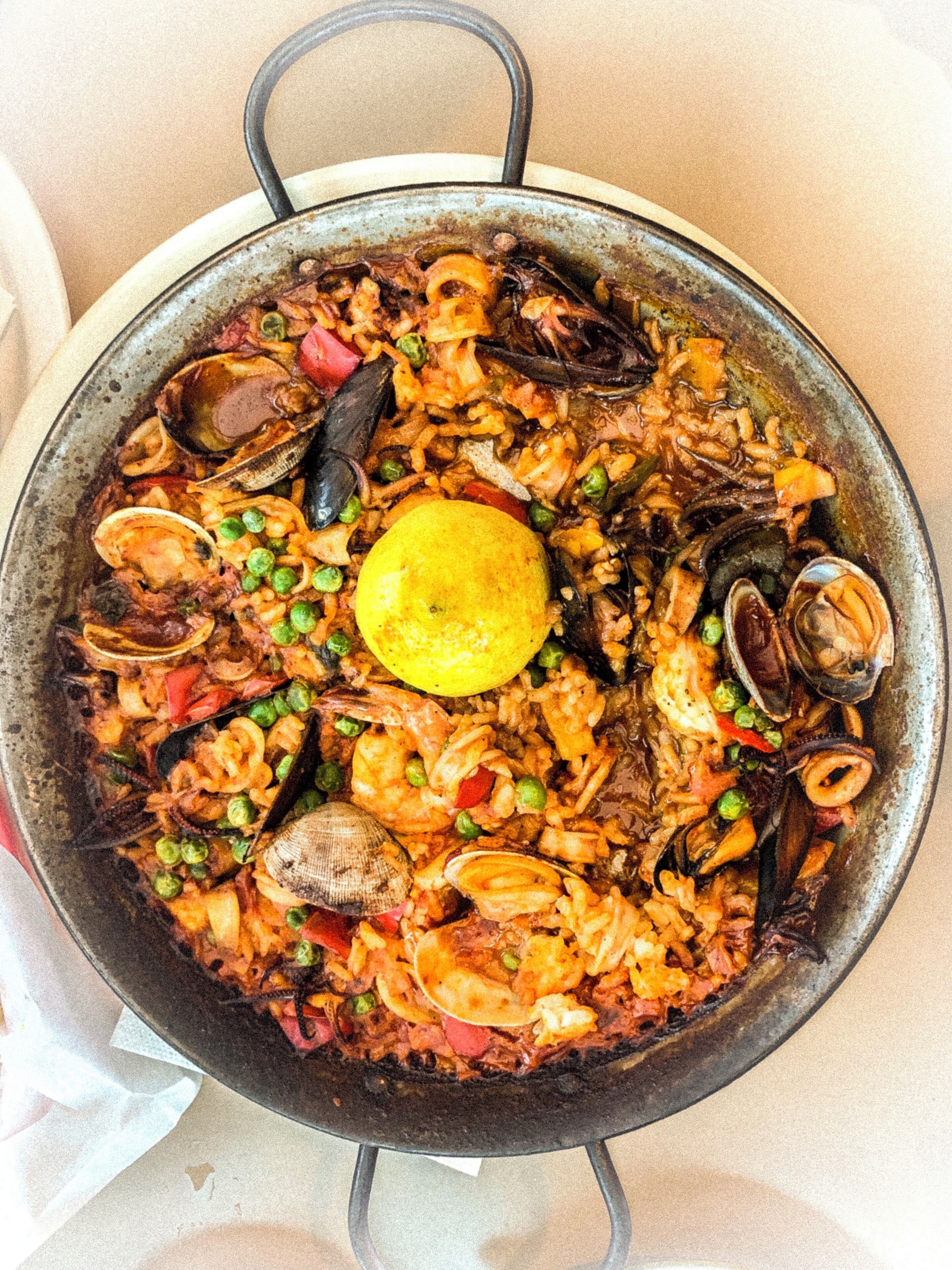 Interesting spot to enjoy your seafood dish with a good view of HalfMoon Bay . This is Seafood Paella ordered at Sam’s Chowder House  #troverfoodies