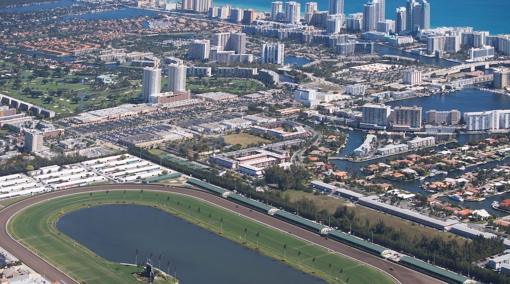USA, Florida, Hallendale Beach cityscape as seen from air.