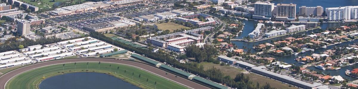 USA, Florida, Hallendale Beach cityscape as seen from air.