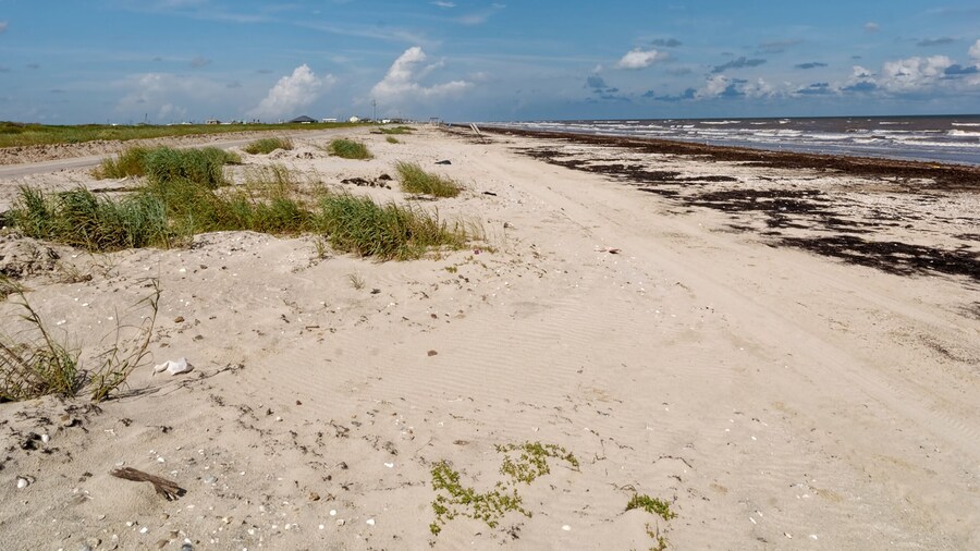 Sargent Beach on the south side of the Intracoastal Waterway, with Breakers rolling in from the Gulf on a sunny day in September.