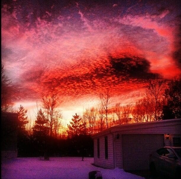 Stunning winter sunset. #goldenhour