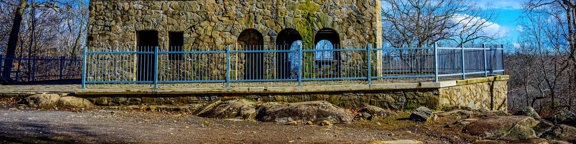 Sleeping Giant Observation Tower at the top of Mt. Carmel in Hamden, Connecticut, USA, built in the 1930s as part of the New Deal Project