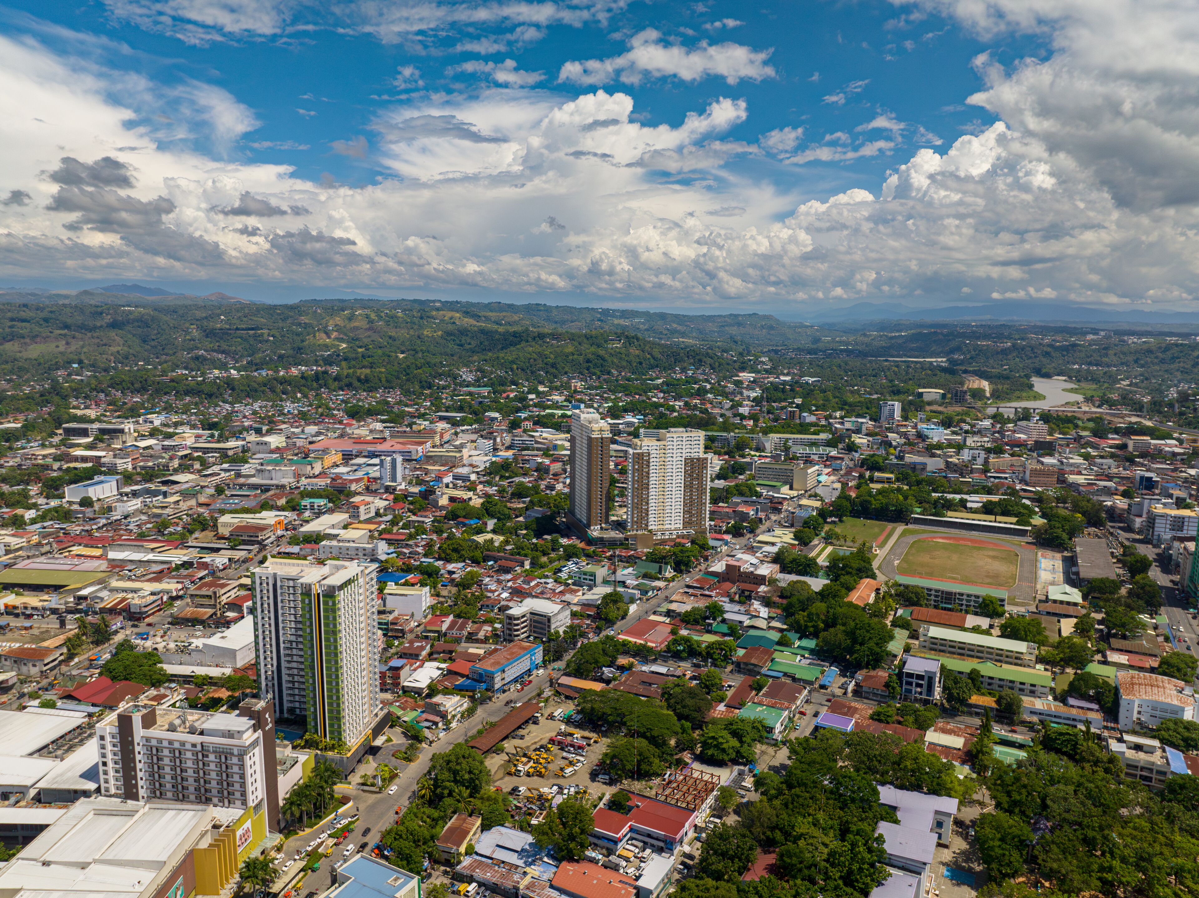 Top view of commercial buildings in Cagayan de Oro City. Northern Mindanao, Philippines.